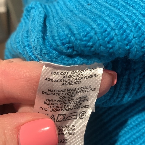NWT LOFT Sweater Pullover Vibrant Blue Knit OVERSIZED XS - Picture 5 of 9